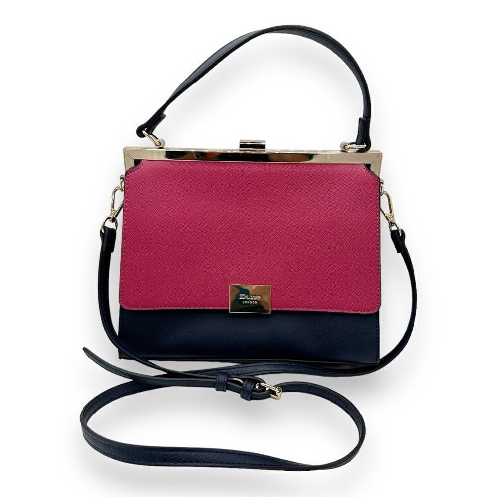 Dune London Pink/Blue‎ Color-block Convertible Structured Satchel/Crossbody Bag